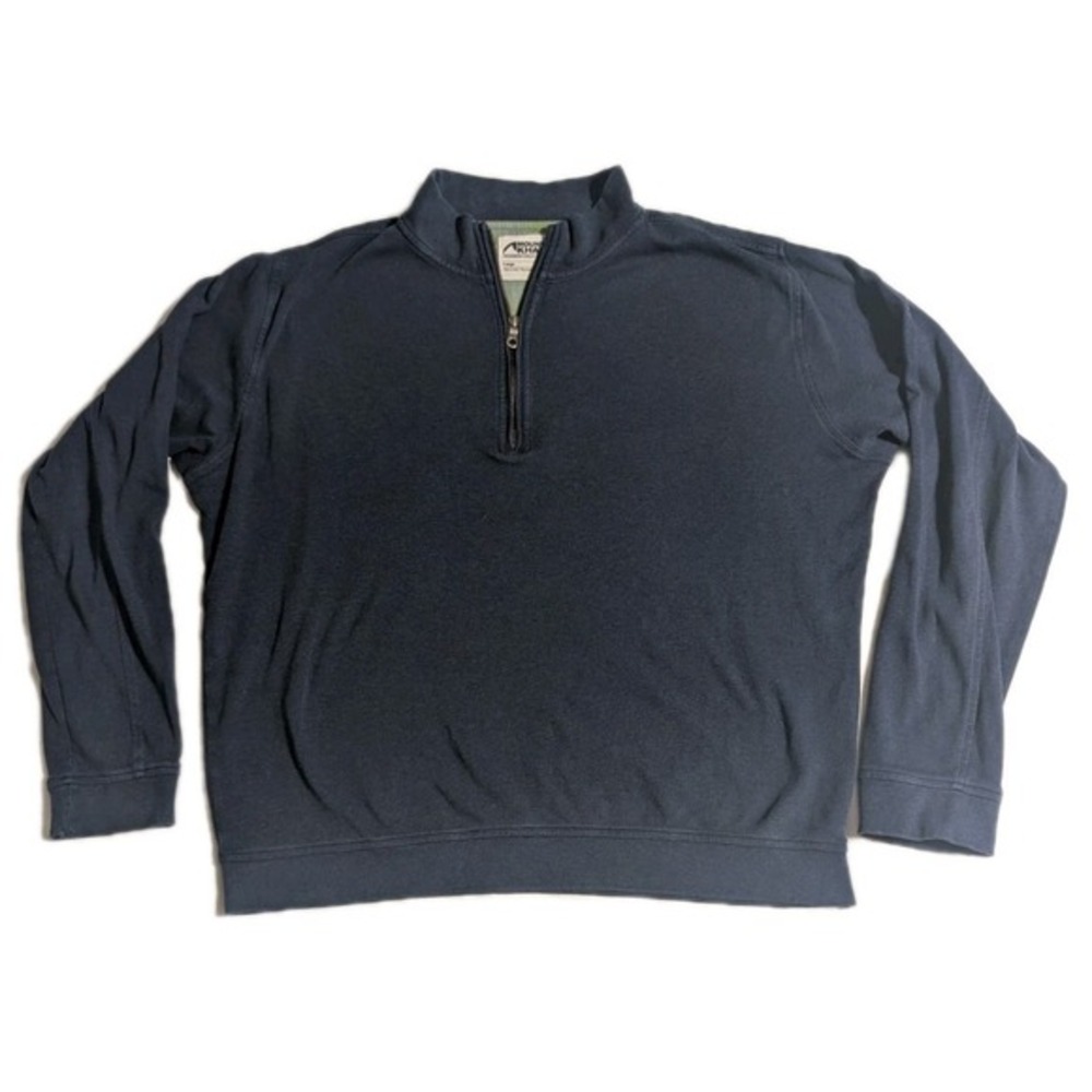 Mountain Khakis Men's Quarter‎ Zip Pullover Blue Large MK Logo Casual